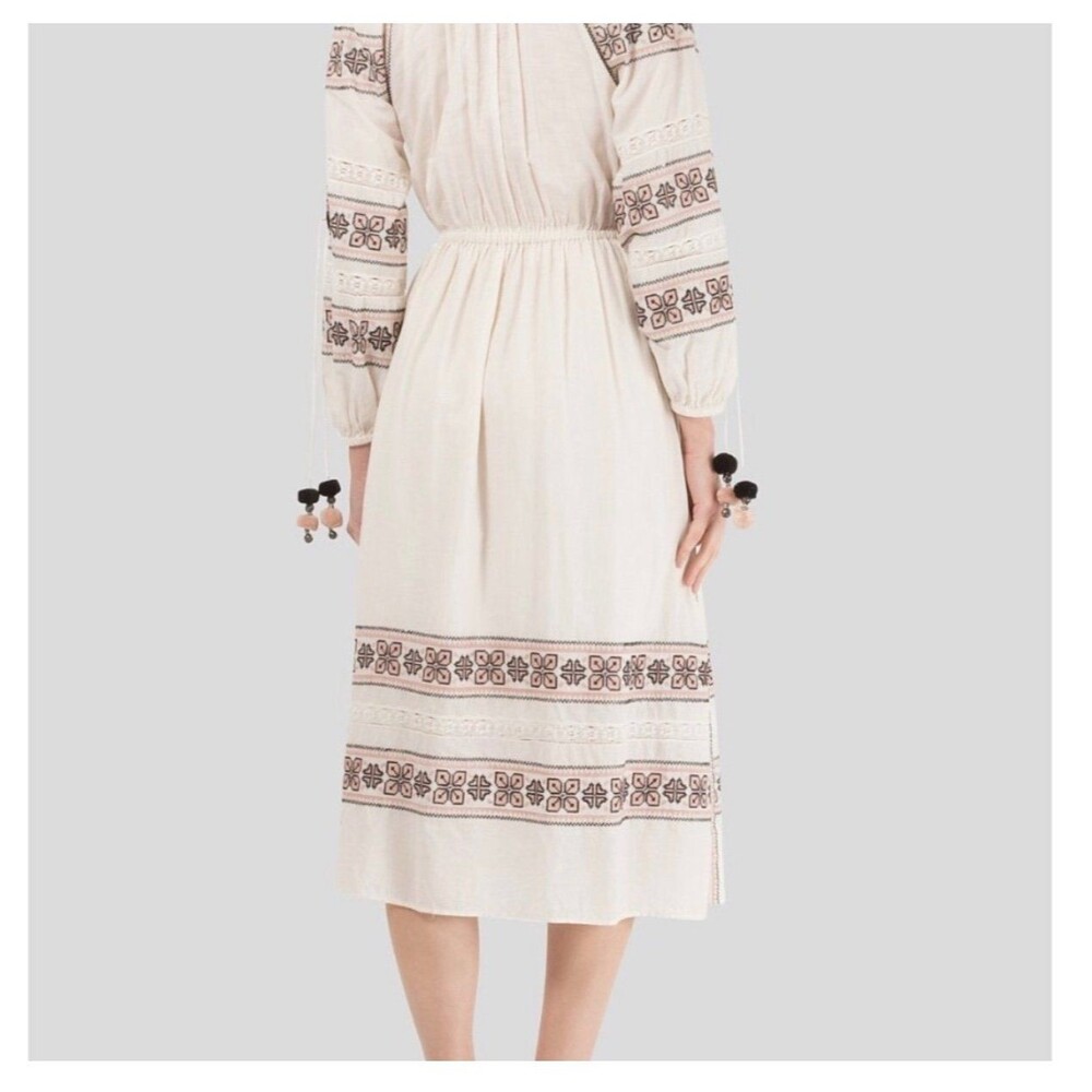 Love Shack Fancy Isla Boho Peasant Embroidered Dress Size M EUC - Picture 2 of 9